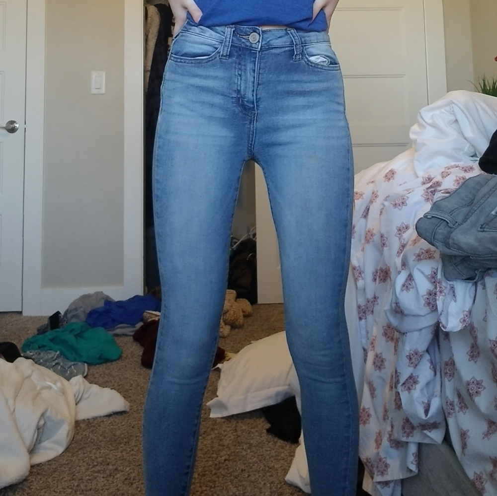 High rise flexible skinny jeans